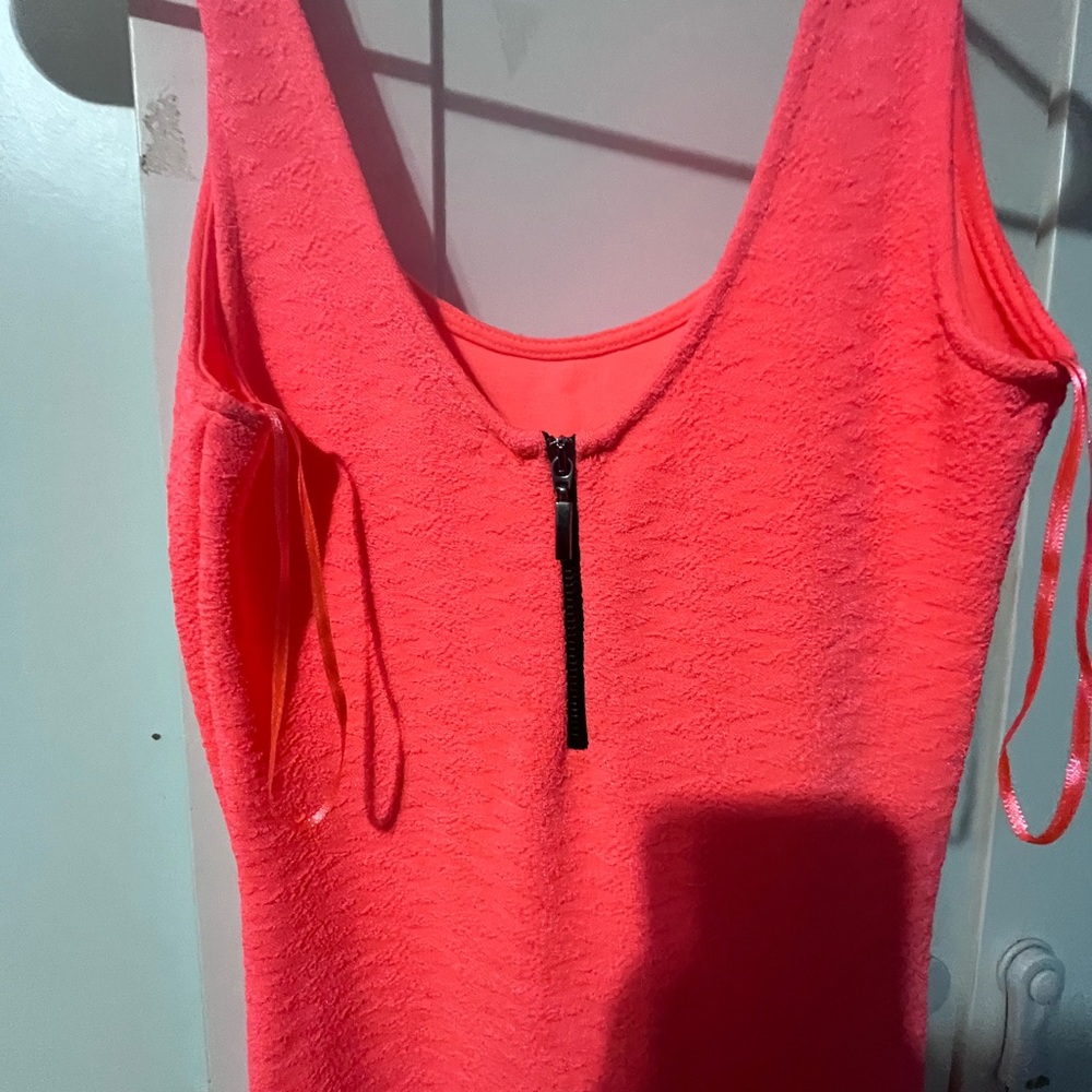 Bershka Neon Pink Bodysuit with Zipper